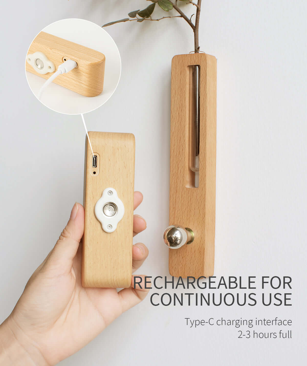 360 Degree Motion Sensor Solid Wood Vase Wall Light